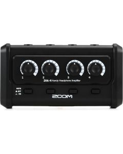 Zoom ZHA-4 Handy 4-Channel, Battery-Powered Headphone Amplifier with Volume & Mute Functionality, Portable, for Podcasting, Music, Productions, and More